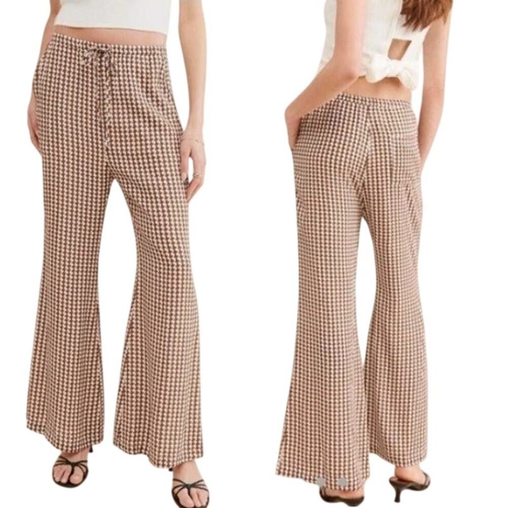 Anthropologie Charlie Holiday Lola Geometric Flare Pants Brown Womens Size Large